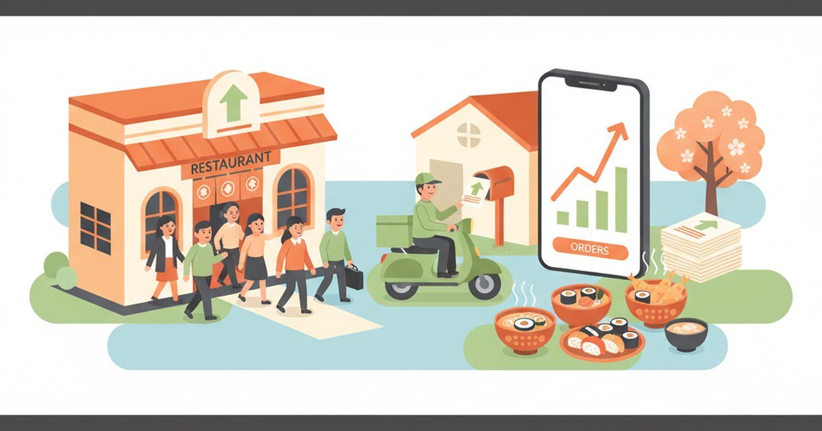 飲食店ポスティングで反応率が8倍になった成功事例のイラスト