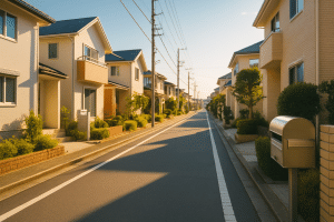 千葉県市川・浦安・葛西エリアを思わせる明るい住宅街の風景